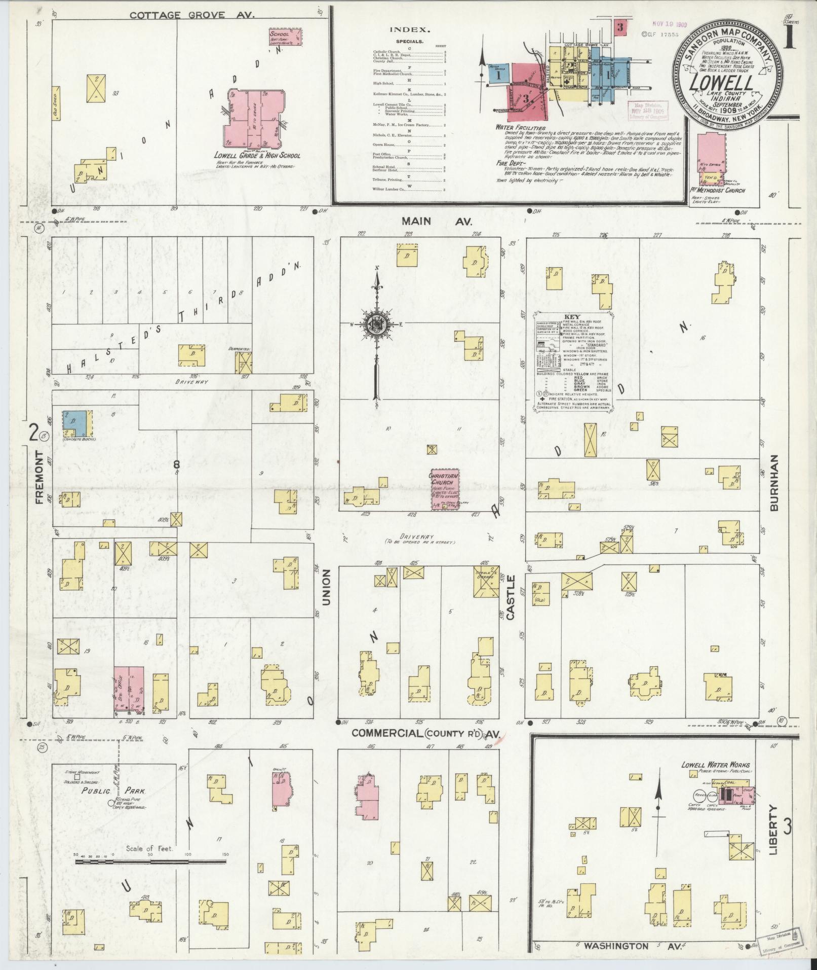 Sanborn Fire Insurance Map from Lowell, Lake County, Indiana. (1909) – Historic Sanborn Fire Insurance Map Print