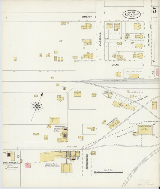 Sanborn Fire Insurance Map from Rockdale, Milam County, Texas (1906), Sheet #0005 - Historic Sanborn Fire Insurance Map Print, vintage old map wall art, antique decor, genealogy gift, Texas Texas map