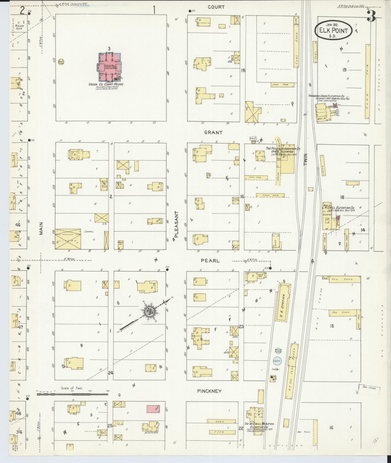 Sanborn Fire Insurance Map from Elk Point, Union County, South Dakota (1912), Sheet #0003 - Complete Map Set gallery image, historic Sanborn map, vintage wall art, South Dakota South Dakota