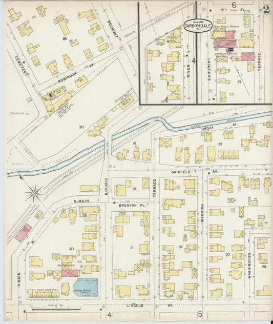 Sanborn Fire Insurance Map from Carbondale, Lackawanna County, Pennsylvania (1896), Sheet #0002 - Historic Sanborn Fire Insurance Map Print, vintage old map wall art, antique decor, genealogy gift, Pennsylvania Pennsylvania map