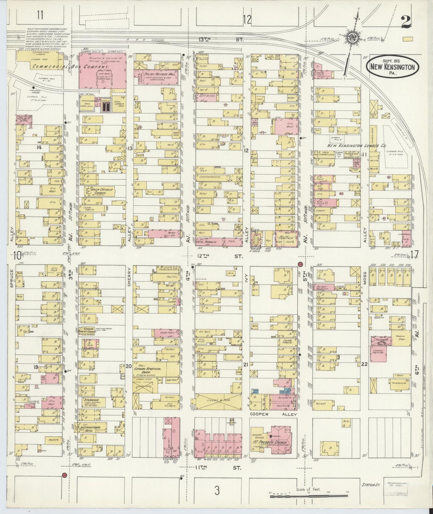 Sanborn Fire Insurance Map from New Kensington, Westmoreland County, Pennsylvania (1915), Sheet #0002 - Complete Map Set gallery image, historic Sanborn map, vintage wall art, Pennsylvania Pennsylvania