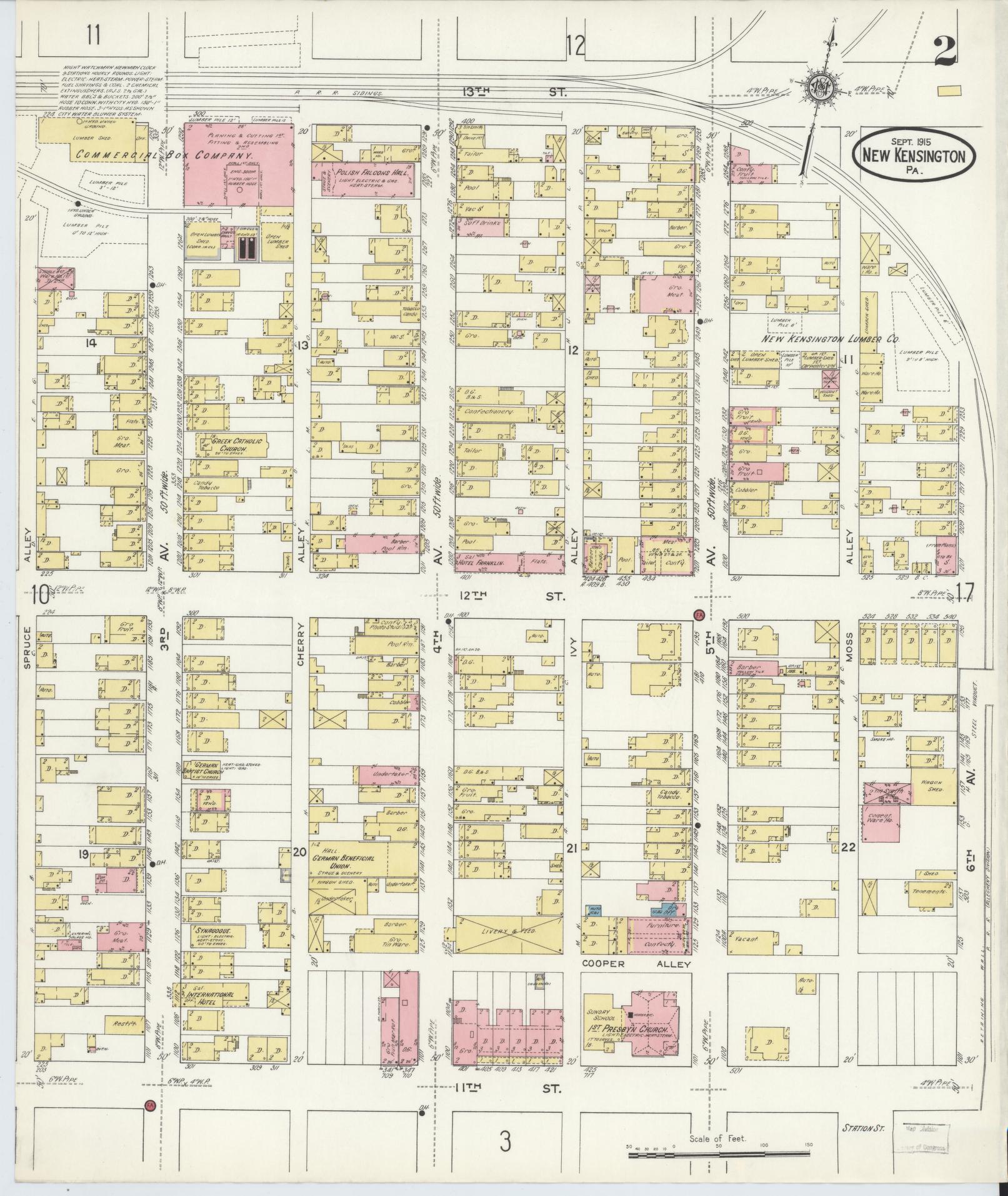Sanborn Fire Insurance Map from New Kensington, Westmoreland County, Pennsylvania (1915), Sheet #0002 - Complete Map Set gallery image, historic Sanborn map, vintage wall art, Pennsylvania Pennsylvania