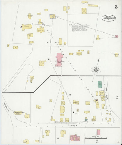 Sanborn Fire Insurance Map from Lawrenceville, Brunswick County, Virginia (1907), Sheet #0003 - Complete Map Set gallery image, historic Sanborn map, vintage wall art, Virginia Virginia