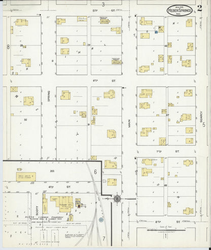 Sanborn Fire Insurance Map from Heber Springs, Cleburne County, Arkansas (1918), Sheet #0002 - Complete Map Set gallery image, historic Sanborn map, vintage wall art, Arkansas Arkansas