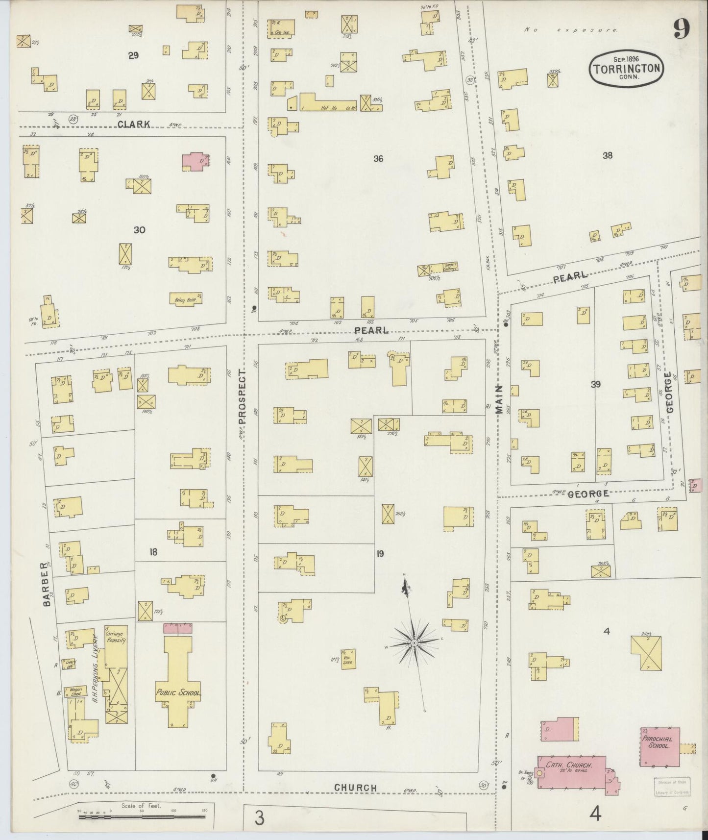 Sanborn Fire Insurance Map from Torrington, Litchfield County, Connecticut (1896), Sheet #0009 - Complete Map Set gallery image, historic Sanborn map, vintage wall art, Connecticut Connecticut