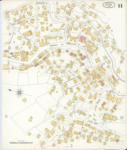 Sanborn Fire Insurance Map from Bisbee, Cochise County, Arizona (1906), Sheet #0011 - Complete Map Set gallery image, historic Sanborn map, vintage wall art, Arizona Arizona