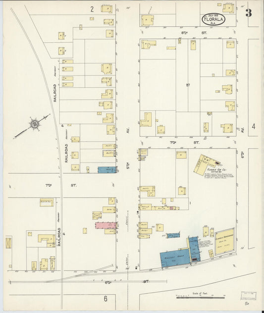 Sanborn Fire Insurance Map from Florala, Covington County, Alabama (1913), Sheet #0003 - Historic Sanborn Fire Insurance Map Print, vintage old map wall art, antique decor, genealogy gift, Alabama Alabama map