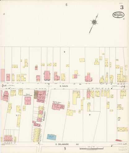 Sanborn Fire Insurance Map from Newark, New Castle County, Delaware (1922), Sheet #0003 - Complete Map Set gallery image, historic Sanborn map, vintage wall art, Delaware Delaware