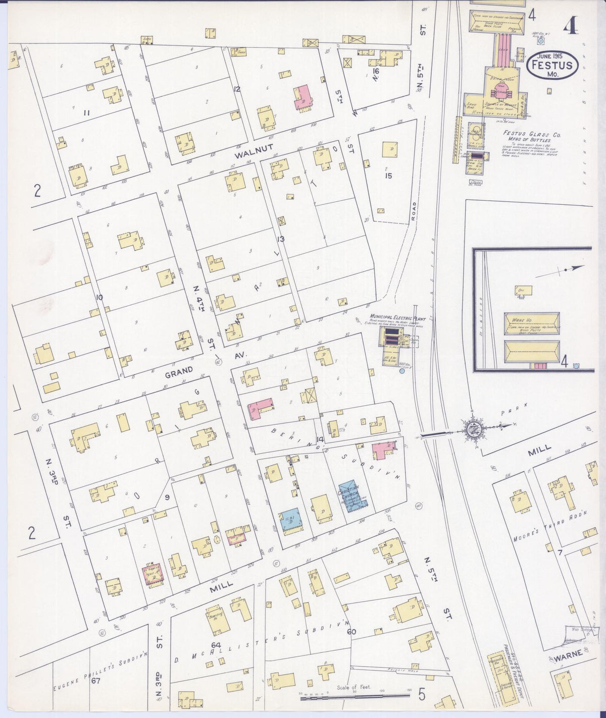 Sanborn Fire Insurance Map from Festus, Jefferson County, Missouri (1915), Sheet #0004 - Complete Map Set gallery image, historic Sanborn map, vintage wall art, Missouri Missouri