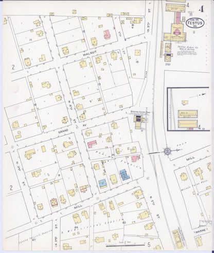 Sanborn Fire Insurance Map from Festus, Jefferson County, Missouri (1915), Sheet #0004 - Complete Map Set gallery image, historic Sanborn map, vintage wall art, Missouri Missouri