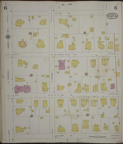 Sanborn Fire Insurance Map from Dawson, Terrell County, Georgia (1943), Sheet #0006 - Complete Map Set gallery image, historic Sanborn map, vintage wall art, Georgia Georgia