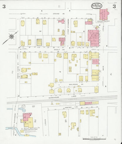 Sanborn Fire Insurance Map from Fort Payne, Dekalb County, Alabama (1927), Sheet #0003 - Complete Map Set gallery image, historic Sanborn map, vintage wall art, Alabama Alabama