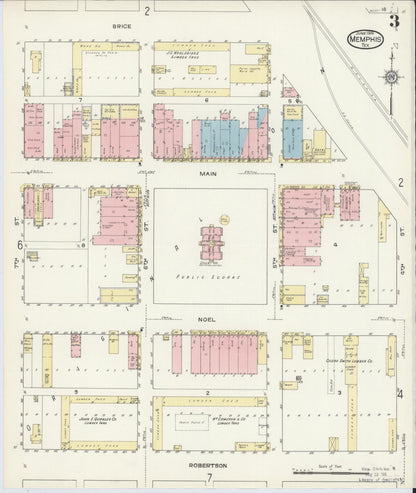Sanborn Fire Insurance Map from Memphis, Hall County, Texas (1914), Sheet #0003 - Historic Sanborn Fire Insurance Map Print, vintage old map wall art, antique decor, genealogy gift, Texas Texas map