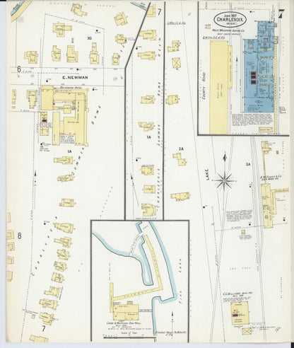 Sanborn Fire Insurance Map from Charlevoix, Charlevoix County, Michigan (1907), Sheet #0007 - Complete Map Set gallery image, historic Sanborn map, vintage wall art, Michigan Michigan