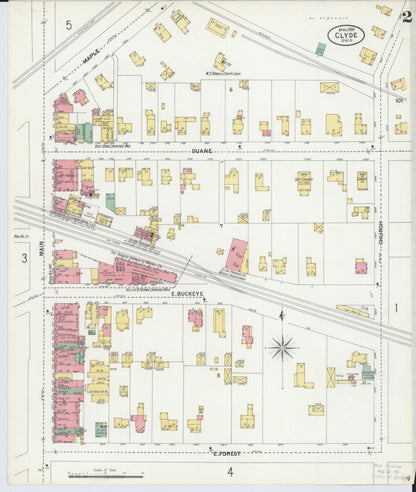 Sanborn Fire Insurance Map from Clyde, Sandusky County, Ohio (1899), Sheet #0002 - Complete Map Set gallery image, historic Sanborn map, vintage wall art, Ohio Ohio