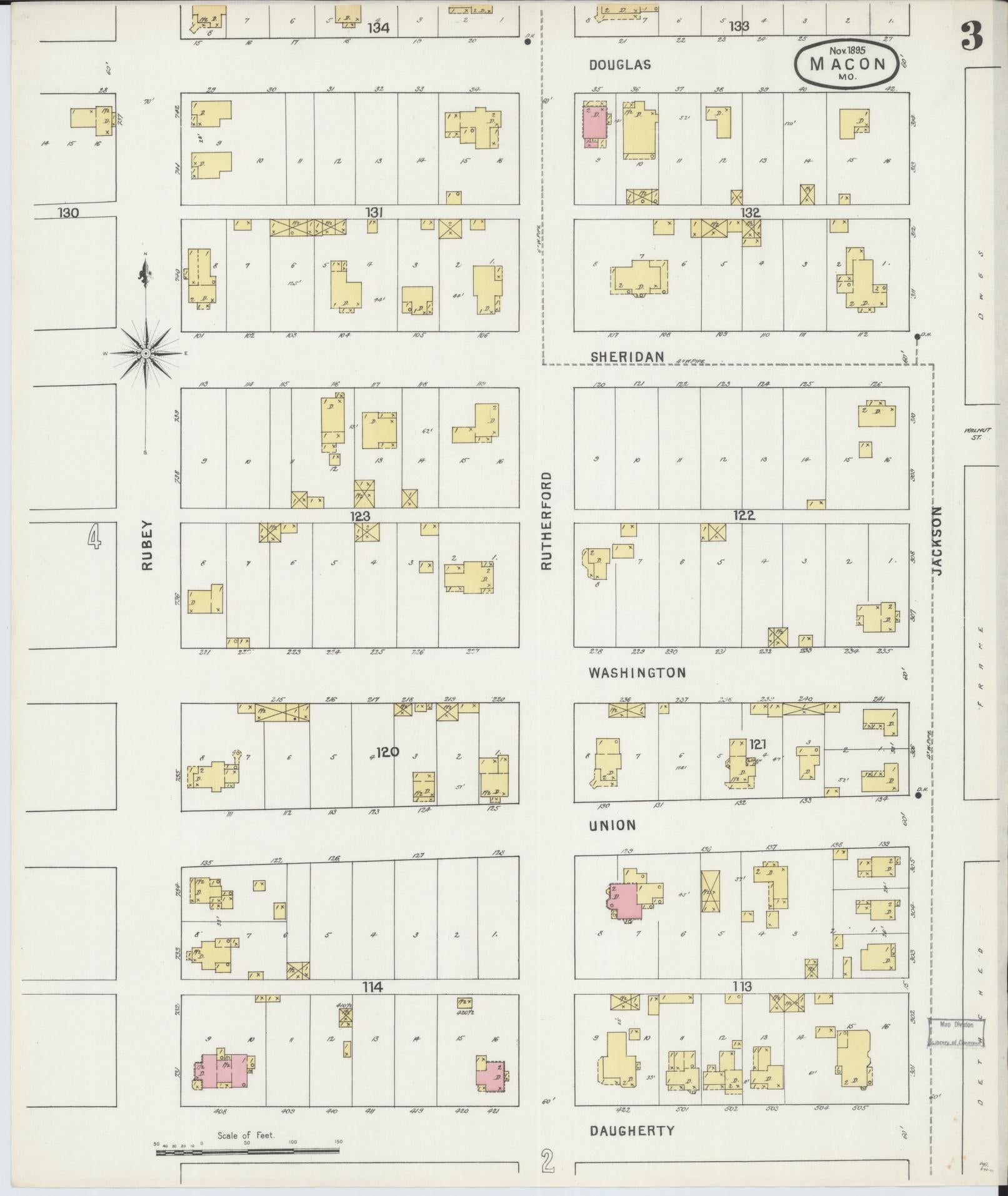 Sanborn Fire Insurance Map from Macon, Macon County, Missouri (1895), Sheet #0003 - Complete Map Set gallery image, historic Sanborn map, vintage wall art, Missouri Missouri