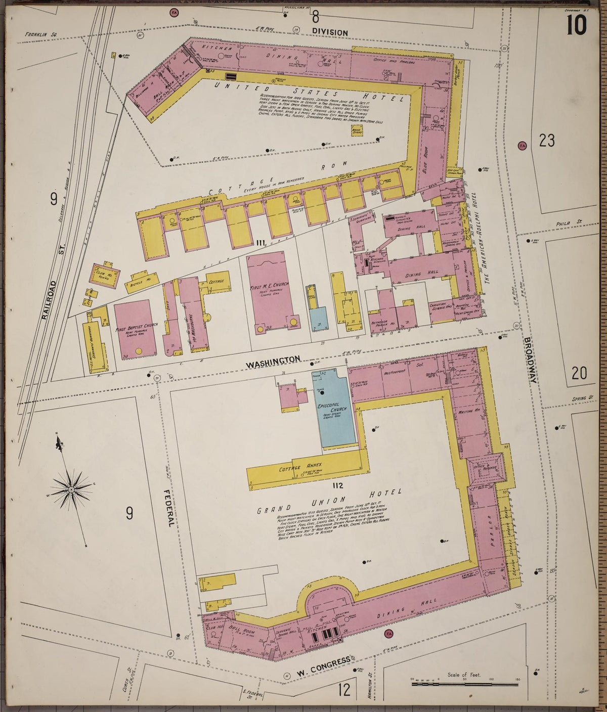 Sanborn Fire Insurance Map from Saratoga, Saratoga County, New York (1900), Sheet #0010 - Historic Sanborn Fire Insurance Map Print, vintage old map wall art, antique decor, genealogy gift, New York New York map