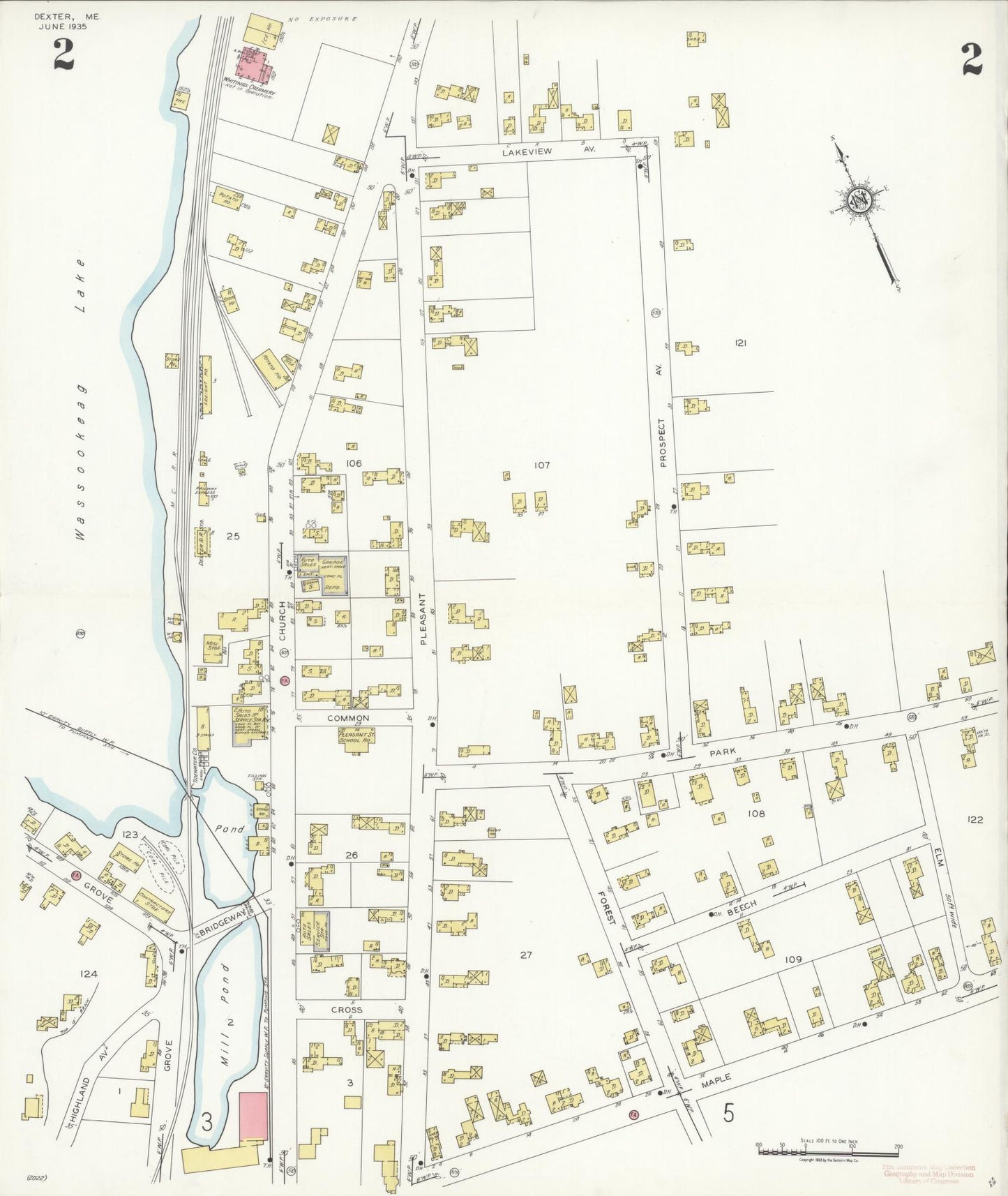 Sanborn Fire Insurance Map from Dexter, Penobscot County, Maine (1935), Sheet #0002 - Complete Map Set gallery image, historic Sanborn map, vintage wall art, Maine Maine