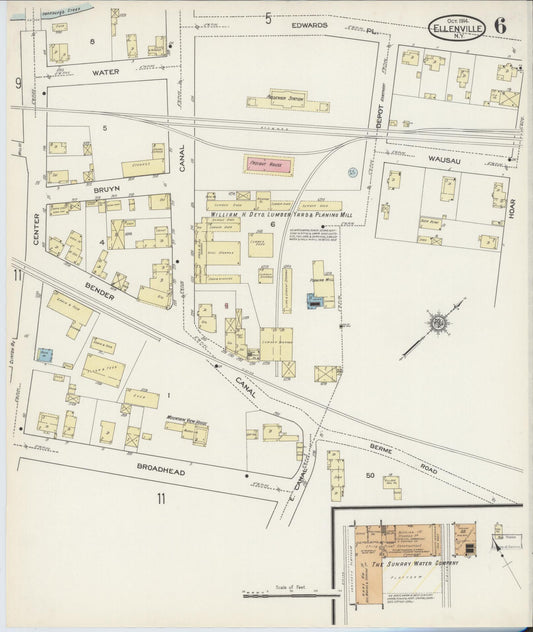 Sanborn Fire Insurance Map from Ellenville, Ulster County, New York (1914), Sheet #0006 - Historic Sanborn Fire Insurance Map Print, vintage old map wall art, antique decor, genealogy gift, New York New York map