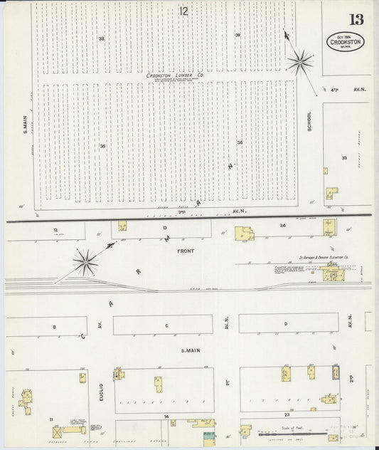 Sanborn Fire Insurance Map from Crookston, Polk County, Minnesota (1906), Sheet #0013 - Historic Sanborn Fire Insurance Map Print, vintage old map wall art, antique decor, genealogy gift, Minnesota Minnesota map