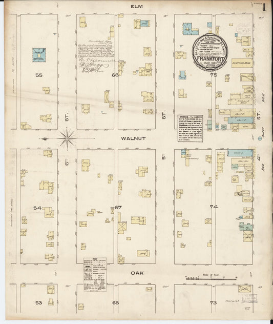 Sanborn Fire Insurance Map from Frankfort, Marshall County, Kansas (1885), Sheet #0001 - Historic Sanborn Fire Insurance Map Print, vintage old map wall art, antique decor, genealogy gift, Kansas Kansas map