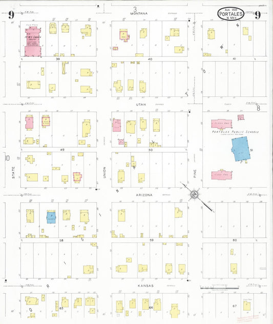 Sanborn Fire Insurance Map from Portales, Roosevelt County, New Mexico (1930), Sheet #0009 - Historic Sanborn Fire Insurance Map Print, vintage old map wall art, antique decor, genealogy gift, New Mexico New Mexico map