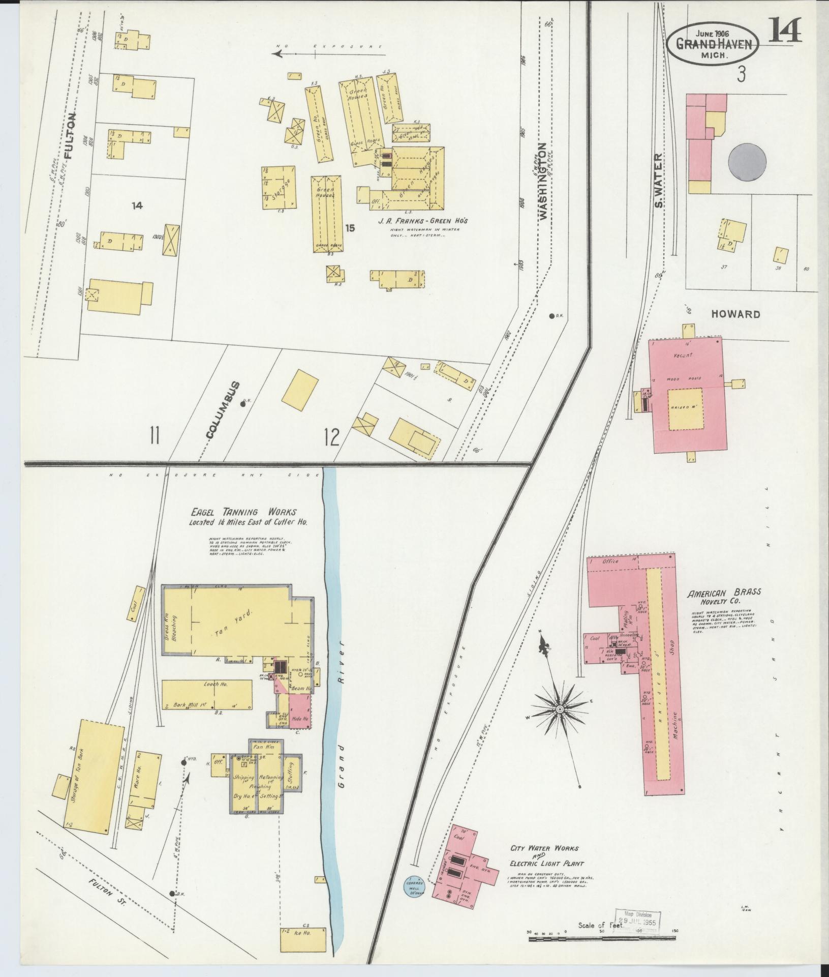 Sanborn Fire Insurance Map from Grand Haven, Ottawa County, Michigan (1906), Sheet #0014 - Complete Map Set gallery image, historic Sanborn map, vintage wall art, Michigan Michigan