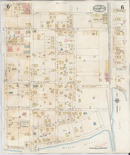 Sanborn Fire Insurance Map from Palmetto, Manatee County, Florida (1944), Sheet #0006 - Complete Map Set gallery image, historic Sanborn map, vintage wall art, Florida Florida