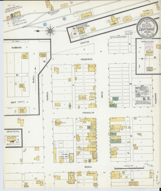 Sanborn Fire Insurance Map from Carthage, Miner County, South Dakota (1904), Sheet #0001 - Historic Sanborn Fire Insurance Map Print, vintage old map wall art, antique decor, genealogy gift, South Dakota South Dakota map