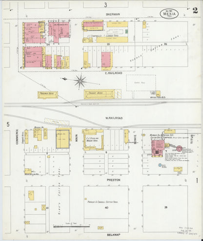 Sanborn Fire Insurance Map from Mexia, Limestone County, Texas (1901), Sheet #0002 - Historic Sanborn Fire Insurance Map Print, vintage old map wall art, antique decor, genealogy gift, Texas Texas map