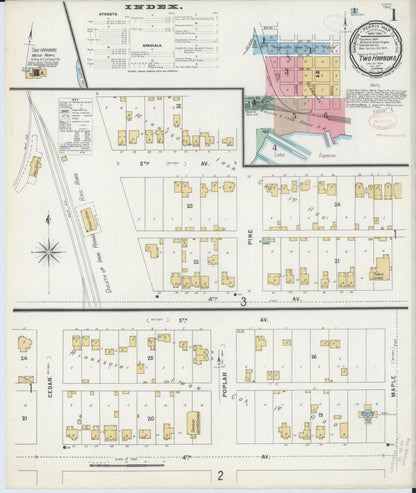 Sanborn Fire Insurance Map from Two Harbors, Lake County, Minnesota (1897), Sheet #0001 - Historic Sanborn Fire Insurance Map Print, vintage old map wall art, antique decor, genealogy gift, Minnesota Minnesota map