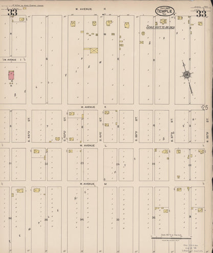 Sanborn Fire Insurance Map from Temple, Bell County, Texas (1922), Sheet #0033 - Complete Map Set gallery image, historic Sanborn map, vintage wall art, Texas Texas