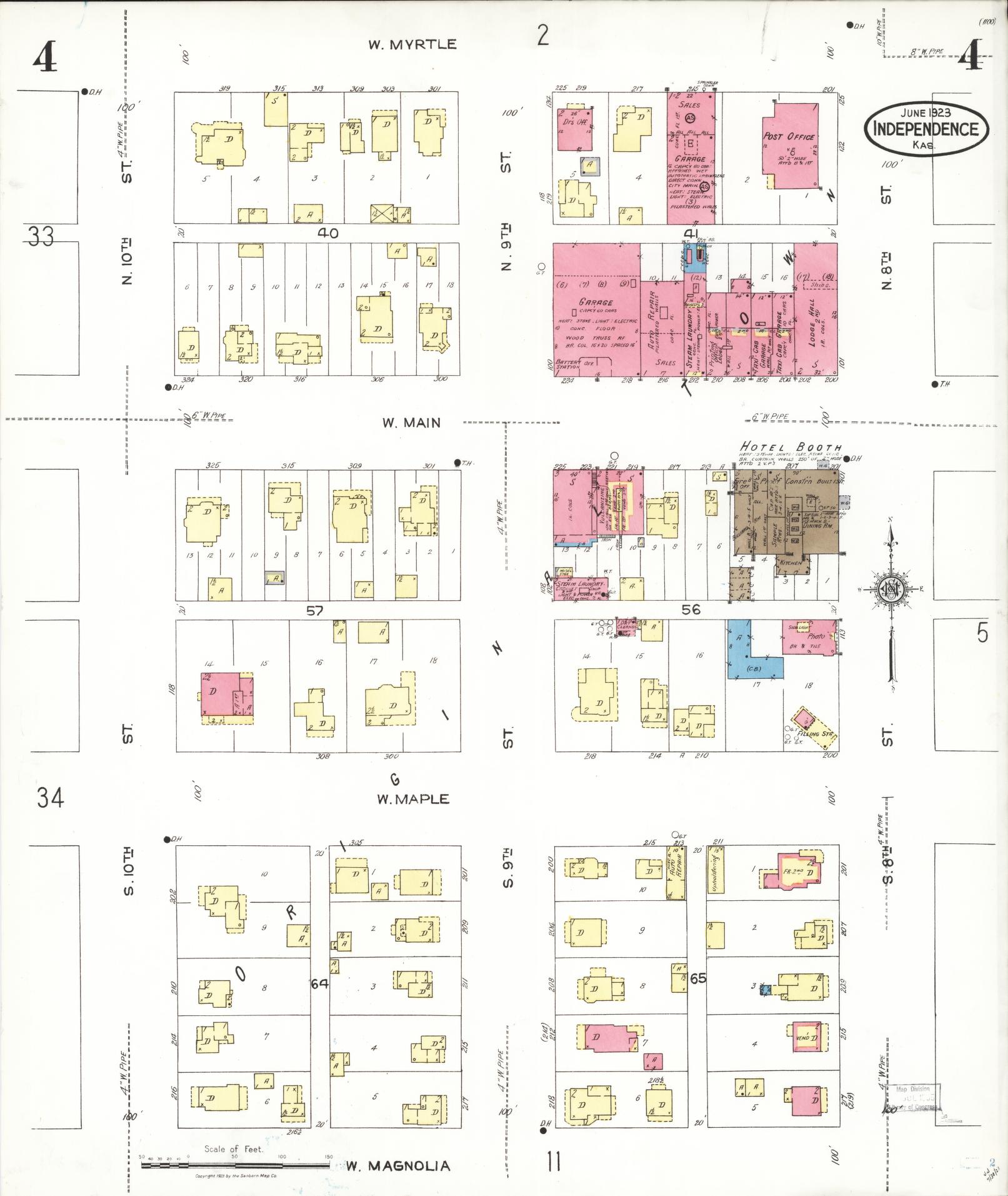 Sanborn Fire Insurance Map from Independence, Montgomery County, Kansas (1923), Sheet #0005 - Complete Map Set gallery image, historic Sanborn map, vintage wall art, Kansas Kansas