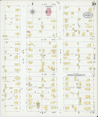 Sanborn Fire Insurance Map from Faribault, Rice County, Minnesota (1909), Sheet #0010 - Complete Map Set gallery image, historic Sanborn map, vintage wall art, Minnesota Minnesota