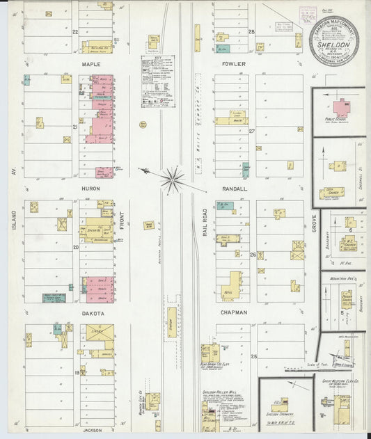 Sanborn Fire Insurance Map from Sheldon, Ransom County, North Dakota (1904), Sheet #0001 - Historic Sanborn Fire Insurance Map Print, vintage old map wall art, antique decor, genealogy gift, North Dakota North Dakota map