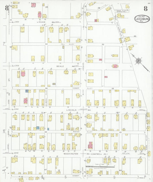 Sanborn Fire Insurance Map from Leechburg, Armstrong County, Pennsylvania (1927), Sheet #0008 - Historic Sanborn Fire Insurance Map Print, vintage old map wall art, antique decor, genealogy gift, Pennsylvania Pennsylvania map