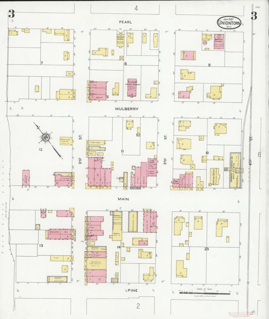 Sanborn Fire Insurance Map from Uniontown, Union County, Kentucky (1927), Sheet #0003 - Historic Sanborn Fire Insurance Map Print, vintage old map wall art, antique decor, genealogy gift, Kentucky Kentucky map