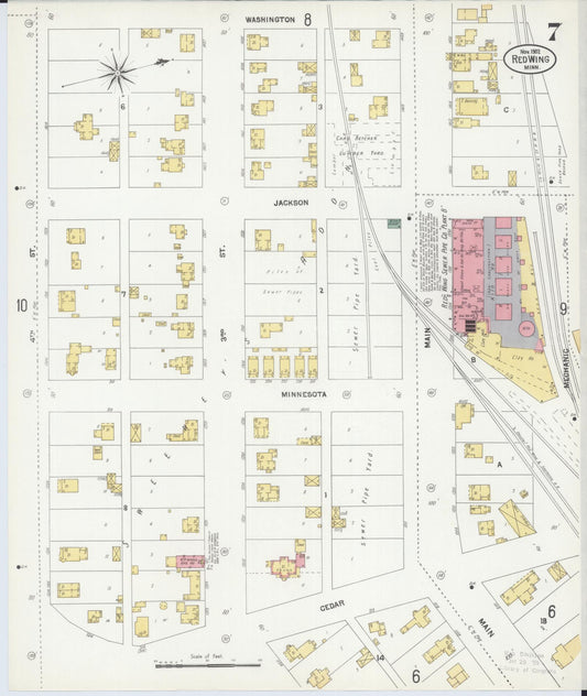 Sanborn Fire Insurance Map from Red Wing, Goodhue County, Minnesota (1902), Sheet #0007 - Historic Sanborn Fire Insurance Map Print, vintage old map wall art, antique decor, genealogy gift, Minnesota Minnesota map