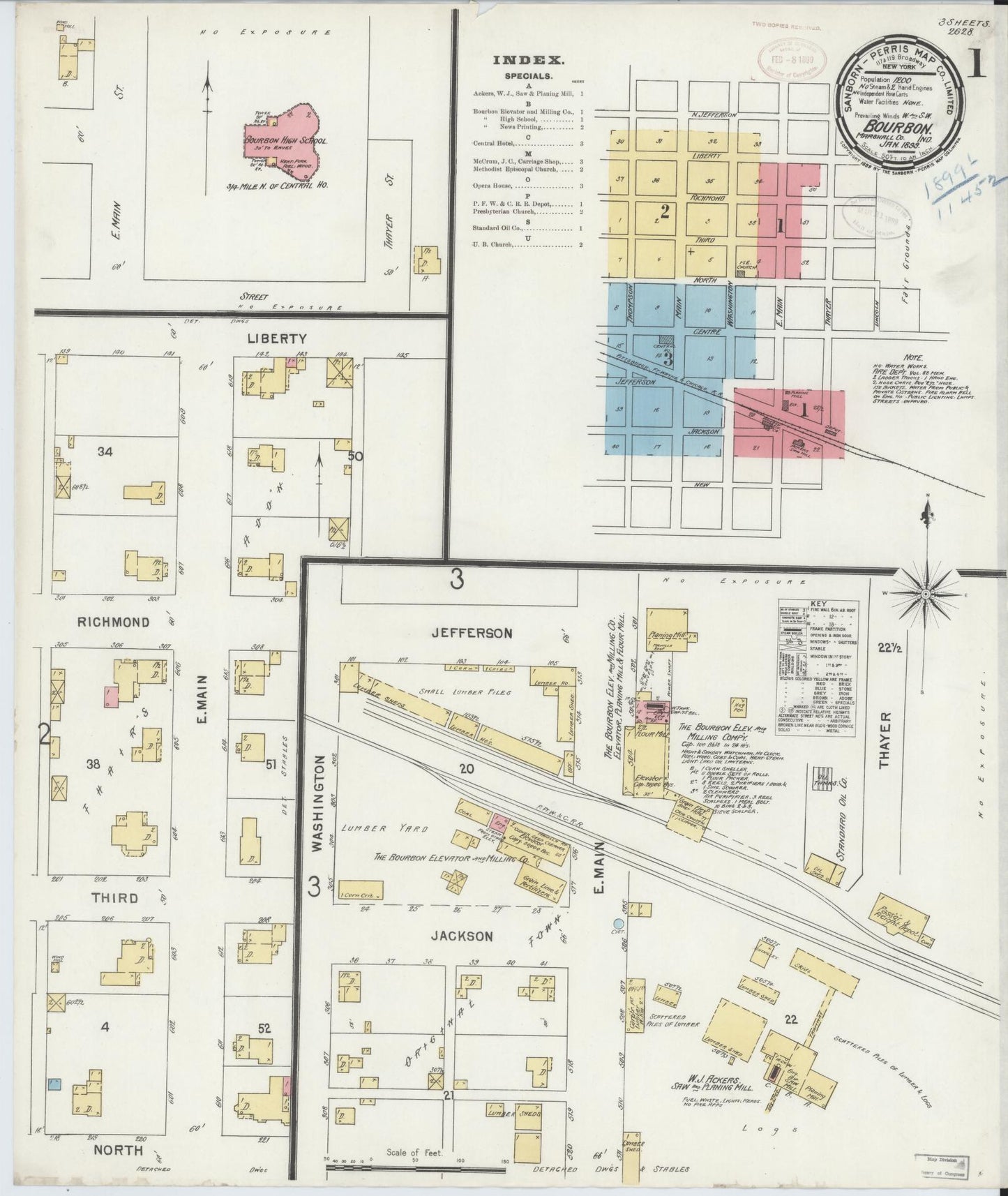 Sanborn Fire Insurance Map from Bourbon, Marshall County, Indiana (1899), Sheet #0001 - Historic Sanborn Fire Insurance Map Print, vintage old map wall art, antique decor, genealogy gift, Indiana Indiana map