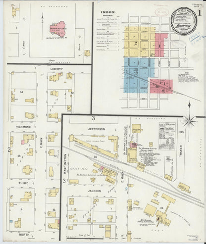 Sanborn Fire Insurance Map from Bourbon, Marshall County, Indiana (1899), Sheet #0001 - Historic Sanborn Fire Insurance Map Print, vintage old map wall art, antique decor, genealogy gift, Indiana Indiana map