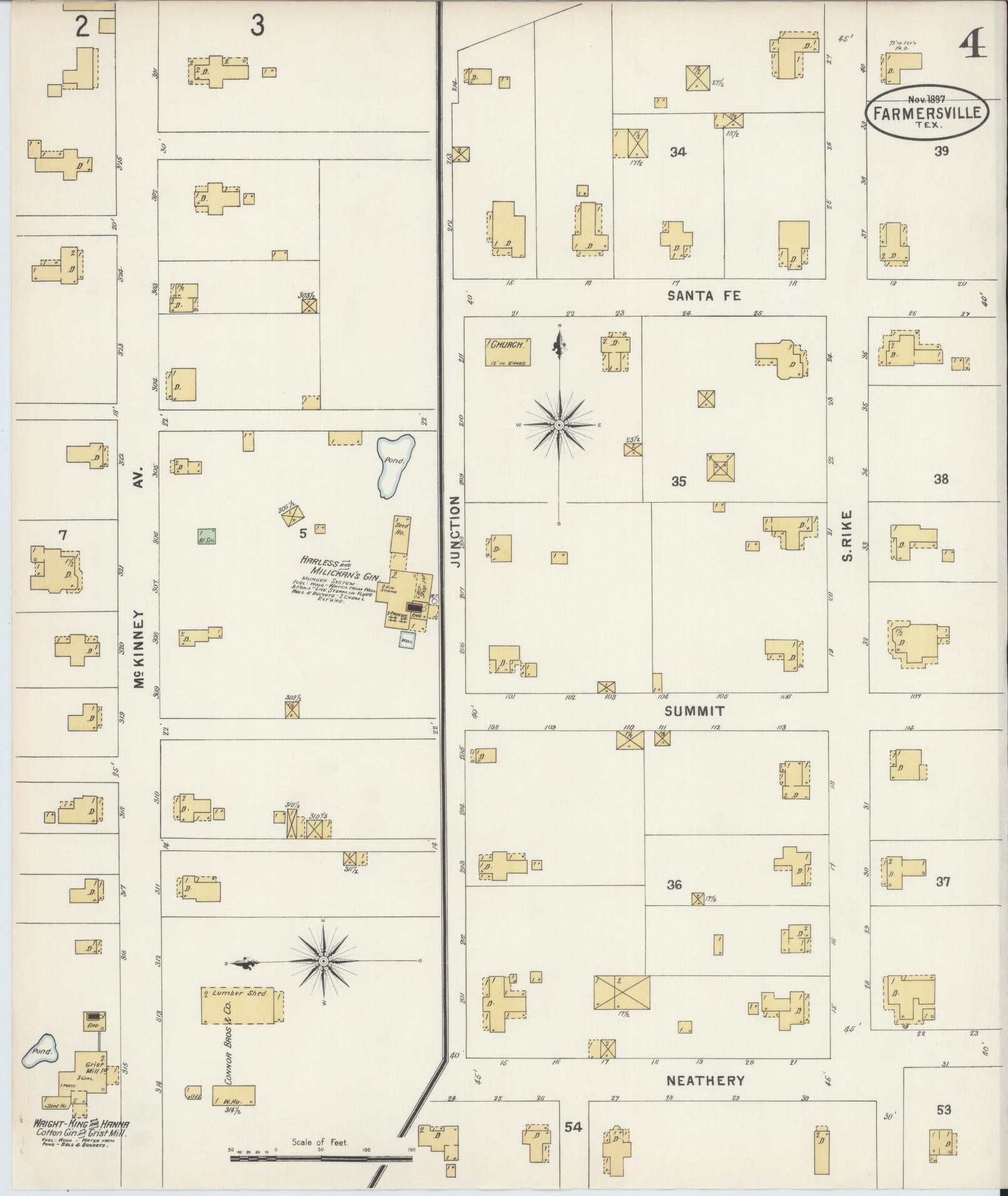 Sanborn Fire Insurance Map from Farmersville, Collin County, Texas (1897), Sheet #0004 - Complete Map Set gallery image, historic Sanborn map, vintage wall art, Texas Texas