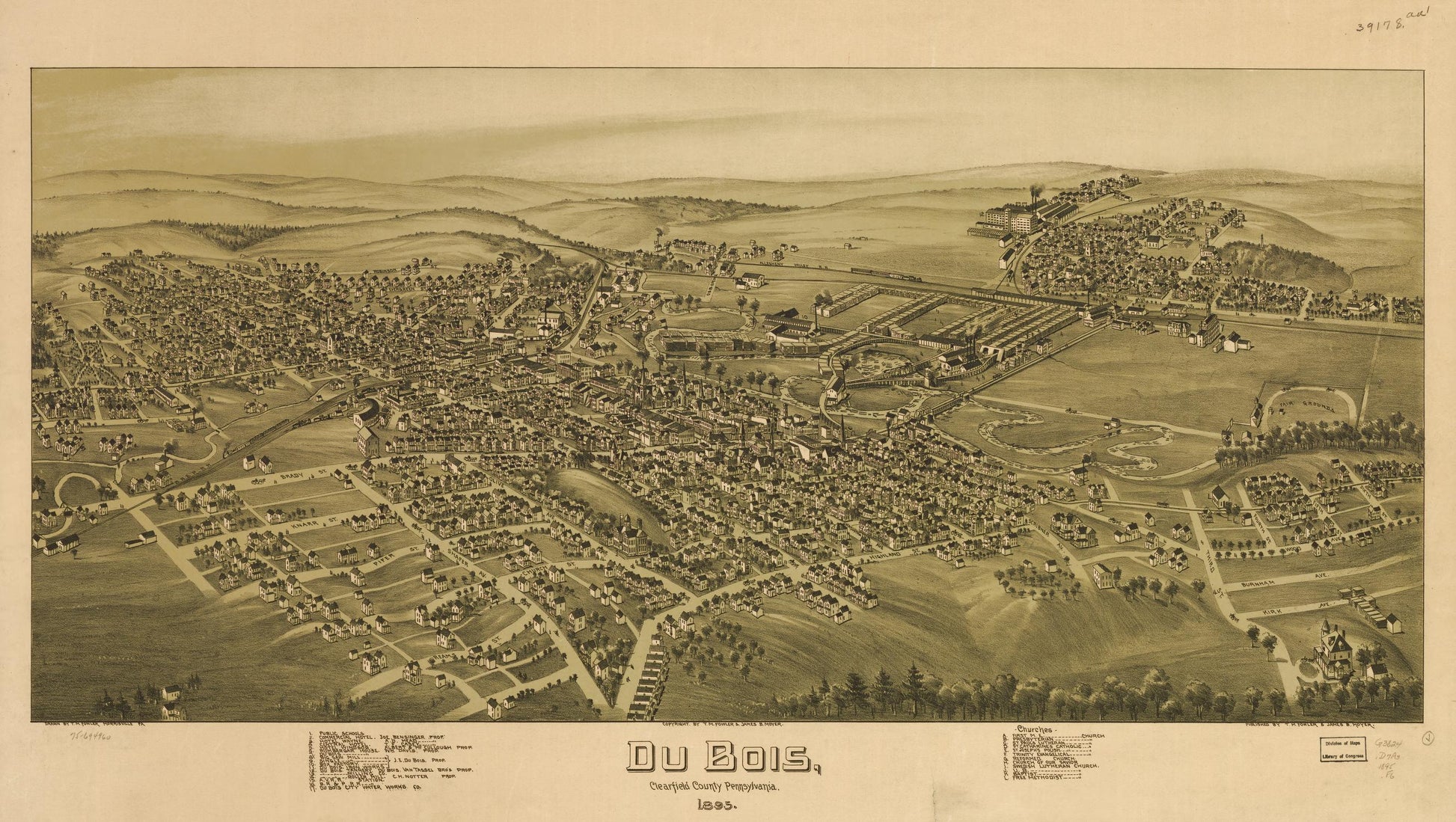Du Bois, Clearfield County, Pennsylvania, 1895. (1895) – Historic Bird’s-Eye View Panorama Print