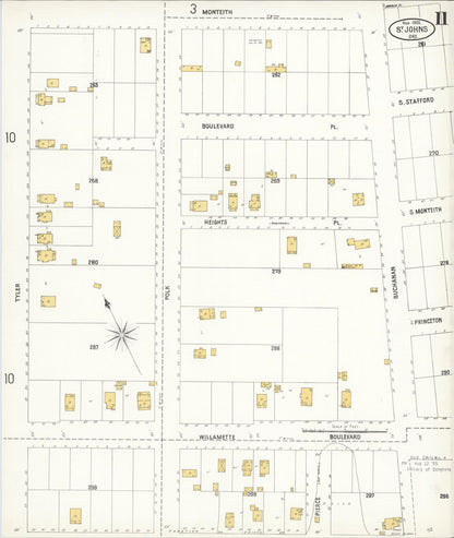 Sanborn Fire Insurance Map from Saint Johns, Multnomah County, Oregon (1905), Sheet #0011 - Complete Map Set gallery image, historic Sanborn map, vintage wall art, Oregon Oregon