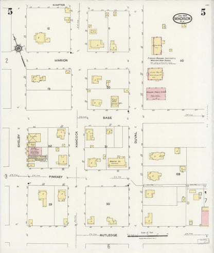 Sanborn Fire Insurance Map from Madison, Madison County, Florida (1924), Sheet #0005 - Historic Sanborn Fire Insurance Map Print, vintage old map wall art, antique decor, genealogy gift, Florida Florida map