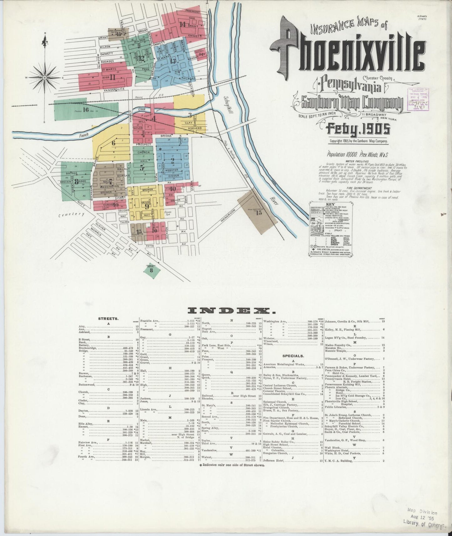 Sanborn Fire Insurance Map from Phoenixville, Chester County, Pennsylvania (1906), Sheet #0001 - Complete Map Set gallery image, historic Sanborn map, vintage wall art, Pennsylvania Pennsylvania
