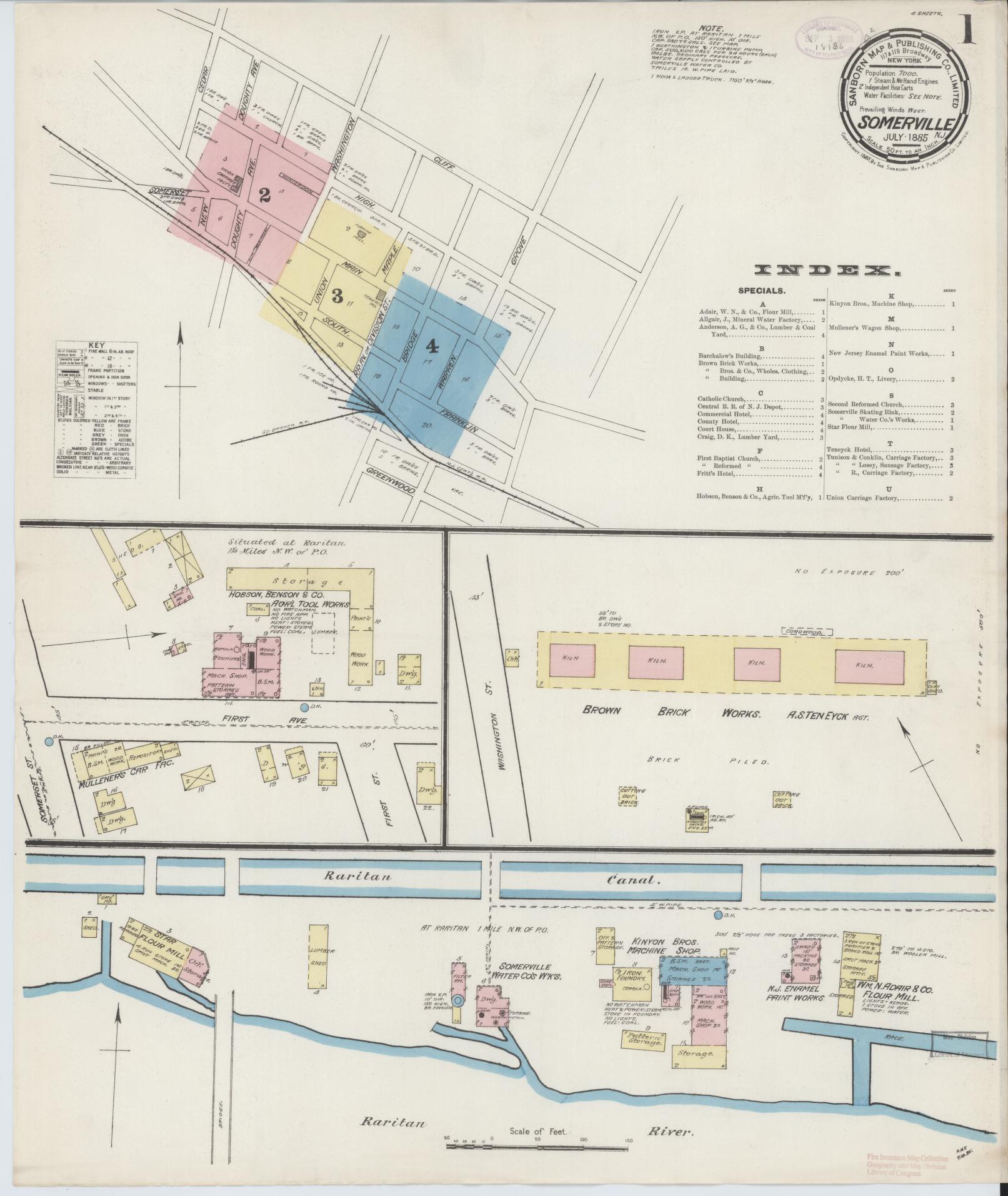 Sanborn Fire Insurance Map from Somerville, Somerset County, New Jersey. (1885) – Historic Sanborn Fire Insurance Map Print