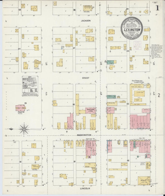 Sanborn Fire Insurance Map from Lexington, Dawson County, Nebraska (1903), Sheet #0001 - Historic Sanborn Fire Insurance Map Print, vintage old map wall art, antique decor, genealogy gift, Nebraska Nebraska map