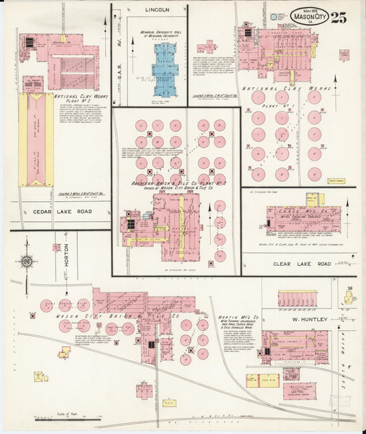 Sanborn Fire Insurance Map from Mason City, Cerro Gordo County, Iowa (1915), Sheet #0025 - Historic Sanborn Fire Insurance Map Print, vintage old map wall art