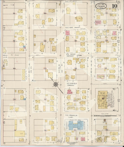 Sanborn Fire Insurance Map from Camas, Clark County, Washington (1943), Sheet #0010 - Complete Map Set gallery image, historic Sanborn map, vintage wall art, Washington Washington