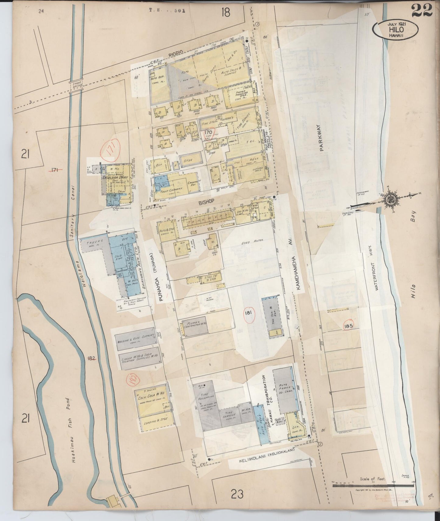 Sanborn Fire Insurance Map from Hilo, Hawaii County, Hawaii (1957), Sheet #0022 - Historic Sanborn Fire Insurance Map Print